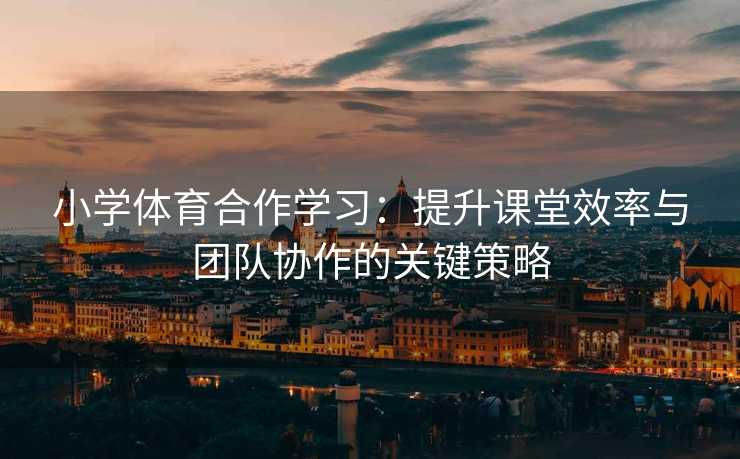 小学体育合作学习：提升课堂效率与团队协作的关键策略