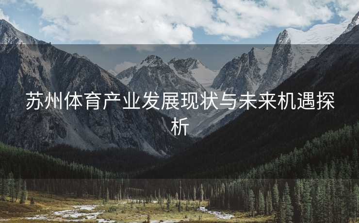 苏州体育产业发展现状与未来机遇探析