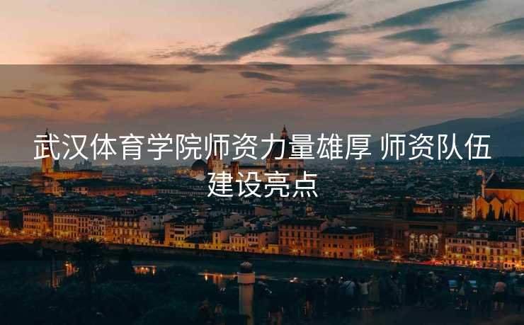 武汉体育学院师资力量雄厚 师资队伍建设亮点