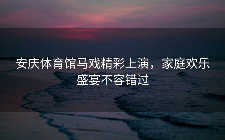 安庆体育馆马戏精彩上演，家庭欢乐盛宴不容错过
