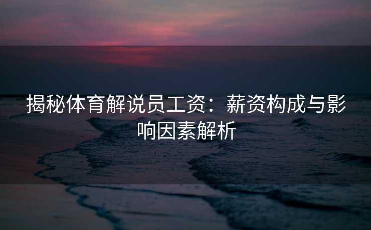 揭秘体育解说员工资：薪资构成与影响因素解析