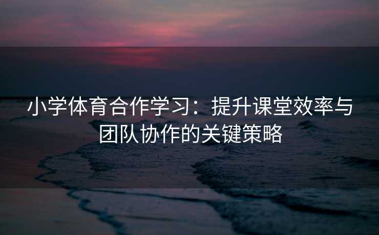 小学体育合作学习：提升课堂效率与团队协作的关键策略