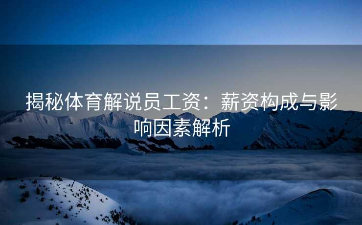 揭秘体育解说员工资：薪资构成与影响因素解析