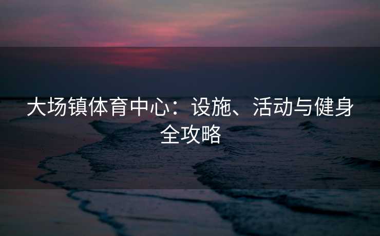 大场镇体育中心：设施、活动与健身全攻略