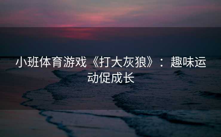 小班体育游戏《打大灰狼》：趣味运动促成长