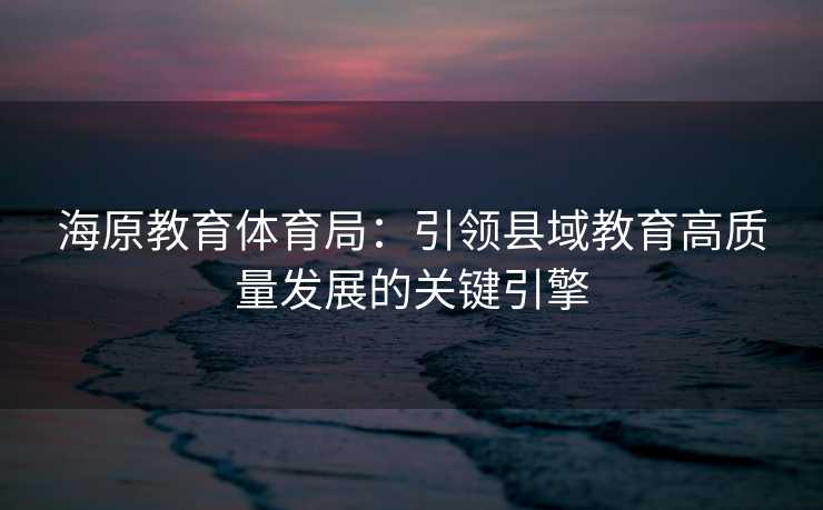 海原教育体育局：引领县域教育高质量发展的关键引擎