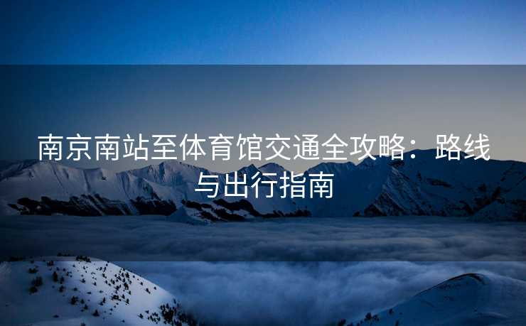 南京南站至体育馆交通全攻略：路线与出行指南